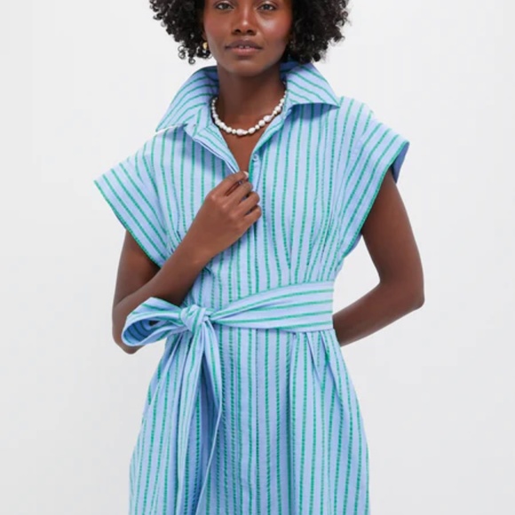 NWT Tuckernuck Delphinium Seersucker Mini Callie Dress - Medium - Picture 2 of 9